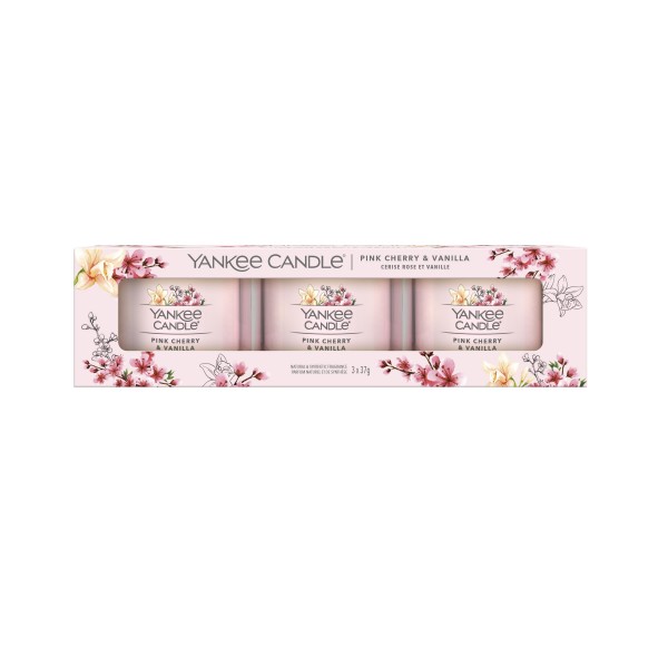Aromat Świec - Yankee Candle Mini Świeca Zapachowa - 3 Pack Pink Cherry & Vanilla