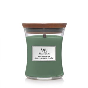 Aromat Świec - Woodwick Średnia Świeca Zapachowa Mint Leaves & Oak