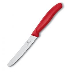 Nóż do warzyw i owoców o wyjątkowo ostrej ząbkowanej krawędzi czerwony