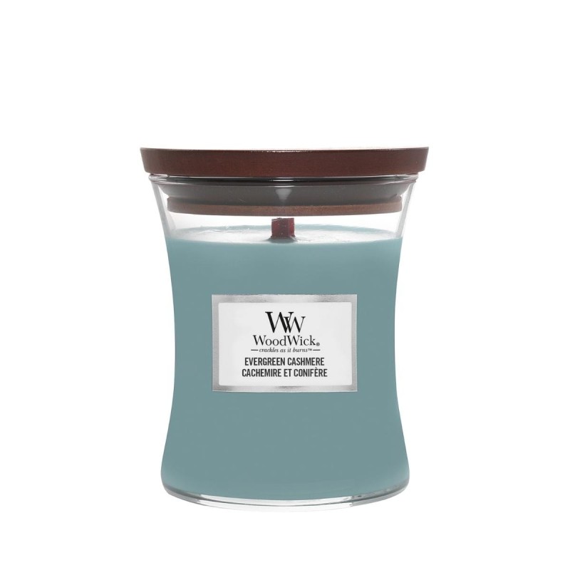 Woodwick Średnia Świeca Zapachowa Evergreen Cashmere